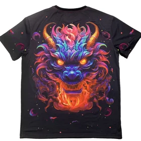 Футболки с полной запечаткой: неоновий дракон 1